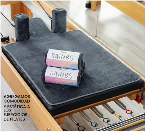 Vista 8 de Pilates Reformer - Toalla antideslizante (incluye 2 fundas de hombro para bloques) (gris oscuro)