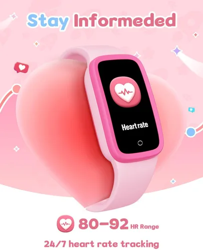 Vista 5 de Reloj de seguimiento de actividad para niños con pantalla Amoled, rastreador de actividad sin necesidad de teléfono, monitor de frecuencia cardíaca