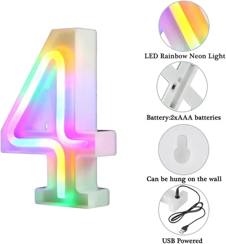 Vista 3 de Lámparas de luz LED en formas de letras y números