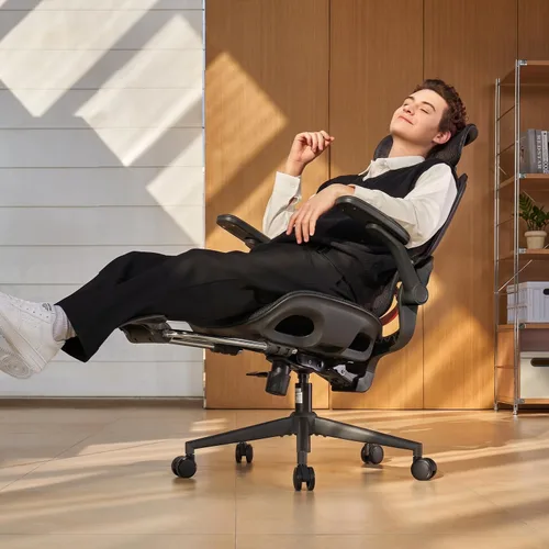 Vista 10 de SIHOO Silla de oficina B100, cómoda silla de oficina ergonómica, silla de computadora con soporte lumbar adaptable y reposacabezas ancho Negro