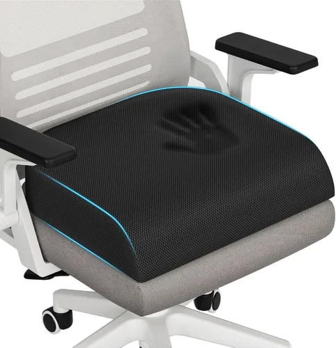 Vista 14 de TranquilRelax Cojín de asiento de espuma viscoelástica para silla de oficina, 3 pulgadas, color negro Medium-firm Support for Long Sitting