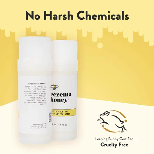 Vista 7 de ECZEMA HONEY Crema calmante para la piel, loción facial y corporal original, paquete para pieles sensibles y secas, libre de crueldad animal