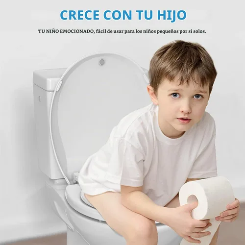 Vista 7 de Asiento de inodoro redondo con asiento de entrenamiento para ir al baño integrado, asiento de inodoro para niños pequeños, asiento y funda magnética