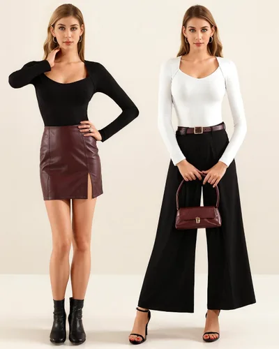 Vista 5 de MANGOPOP Scoop Neck Long Sleeve Bodysuits for Women