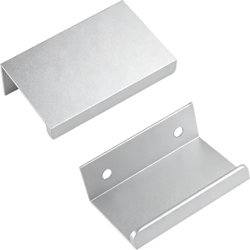 Vista 10 de Tiradores negros de 1.38 pulgadas para gabinete, 10 unidades, espacio entre agujeros de 0.63 pulgadas, tiradores de borde de aleación de aluminio