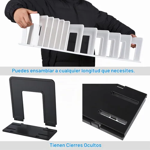 Vista 6 de Clasificador de Archivos Vertical Ajustable de Plástico Resistente Expandible Soporte de Archivos Vertical, Organizador de Carpetas de Escritorio