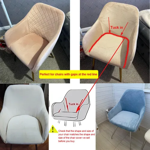 Vista 3 de Fundas protectoras de terciopelo elástico para sillas de comedor con brazos y respaldo curvado pequeño, juego de 6/4/2 para cocina, oficina, hogar