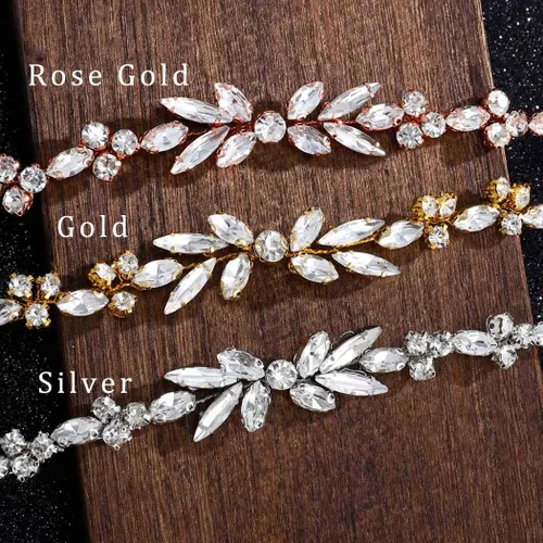 Vista 2 de Unicra Peines de cristal para el cabello, tocados nupciales, accesorios para el cabello de boda para novias (dorado)