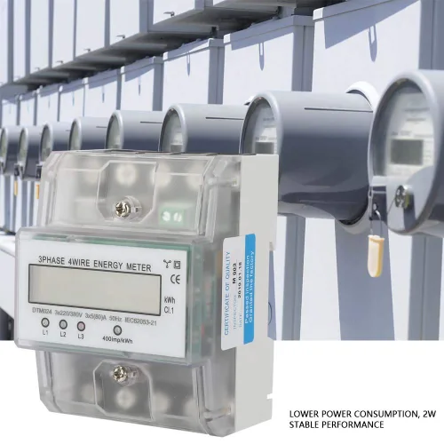 Vista 3 de Medidor de energía digital de 3 fases KWh Monitor 220V/380V 4P LCD Medidor de consumo de energía para sistemas eléctricos comerciales industriales