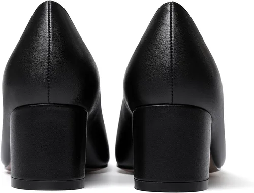 Vista 7 de WAYDERNS Zapatos de tacón bajo grueso con punta redonda mate para mujer, 2 pulgadas