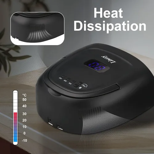 Vista 6 de Linssy - Lámpara de uñas UV inalámbrica, luz UV de 60 W para uñas de gel con 4 ajustes de tiempo, lámpara de uñas recargable con 42 cuentas para un