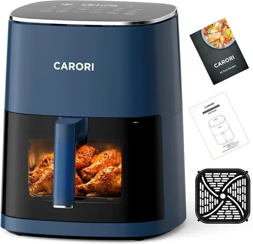Vista 15 de CARORI Freidora de aire de 6 cuartos con ventana de visión, 12 preajustados, gran capacidad, 400 ℉ máximo crujiente, 1700 W comidas rápidas incluso