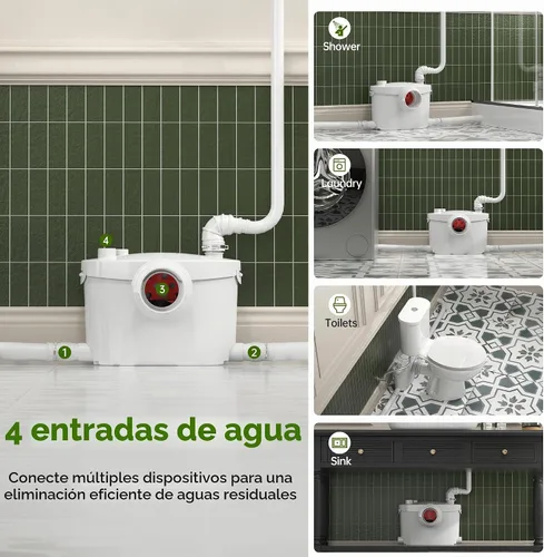 Vista 4 de SUPERFLO Bomba maceradora de 1000 W con 4 entradas de agua