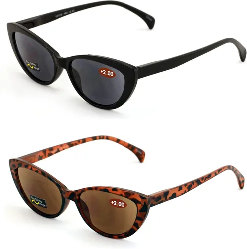 Vista 2 de 2 pares de lentes de sol de lectura Cateye Black Tortoise para mujer - Lectores de ojo de gato al aire libre