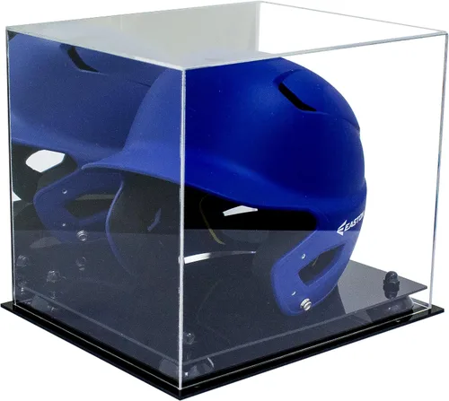 Vista 160 de Better Display Cases Vitrina acrílica para casco de bateo de béisbol con espejo, elevadores rosados, montaje en pared y base de espejo (V22/A012)