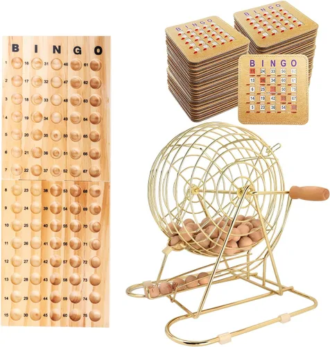 Vista 8 de GSE Deluxe Juego de Bingo Juego de Bingo, jaula grande de latón, 10