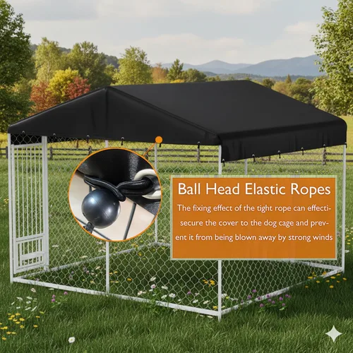 Vista 5 de Cubierta para perrera para perros al aire libre, 10'Dx10'W, resistente a los rayos UV, impermeable, cobertura completa para perrera de perro