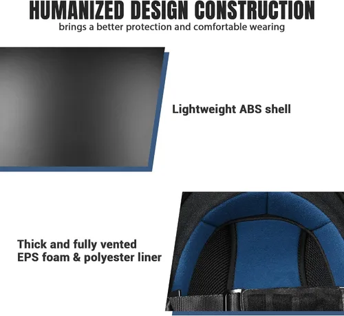 Vista 4 de AHR Half Helmet with Sun Visor, Quick Release Buckle Half Face Warrior Negro mate con visera