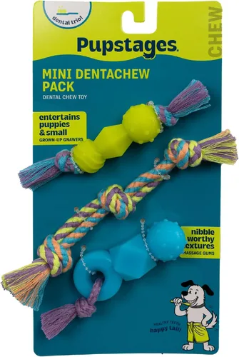 Vista 2 de Outward Hound Mini Dentachew - Juego de masticables dentales para perros - 3 paquetes - Gran tamaño para perros pequeños y cachorros