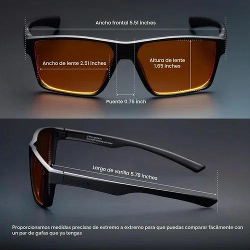 Vista 8 de Gaoye Titan Gaming Glasses, Blue Light Blocking, Night Driving Glasses for Men, Computer Protection, Gift for Gamers Negro