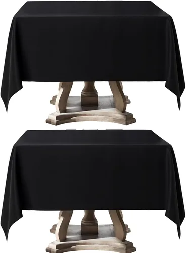 Vista 18 de Mantel Cuadrado 52 x 52 Pulgadas Manteles Negros Resistente a Manchas y Arrugas Lavable de Poliéster para Fiestas, Buffets y Bodas Mantel