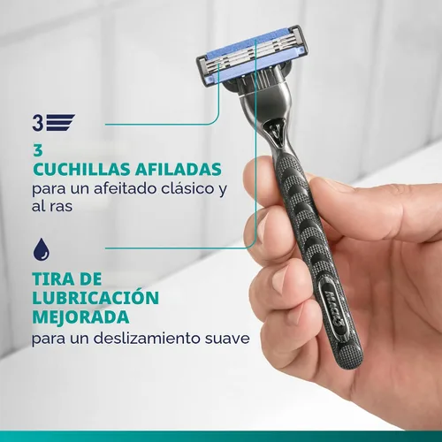 Vista 2 de Gillette Mach3 - Cuchillas de afeitar para hombres, repuestos de 3 cuchillas, 15