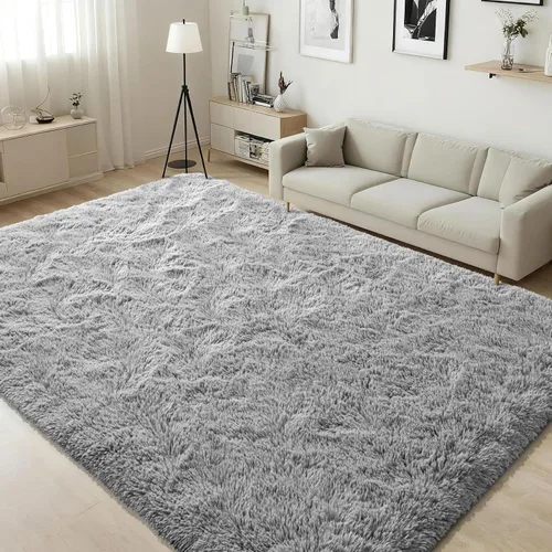 Vista 24 de ISEAU Alfombra de pasillo cómoda y esponjosa para dormitorio, de felpa con base de goma antideslizante, para dormitorio de bebé, al lado de la cama
