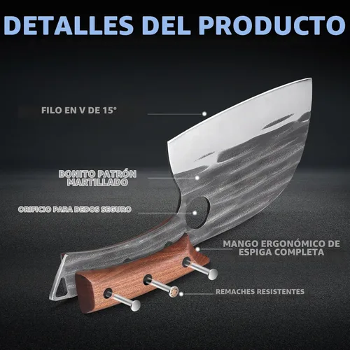 Vista 3 de ROCOCO Cuchillo de chef japonés serbio - Cuchillo vikingo de carnicero