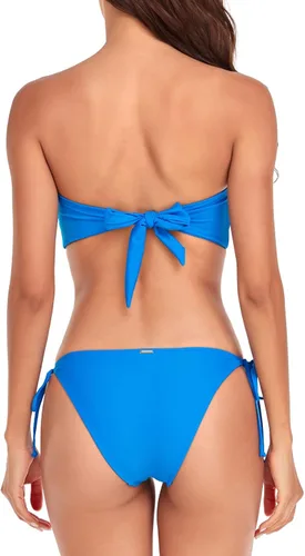 Vista 5 de RELLECIGA Conjunto de bikini bandeau para mujer con tirantes extraíbles, trajes de baño brasileños de corte alto