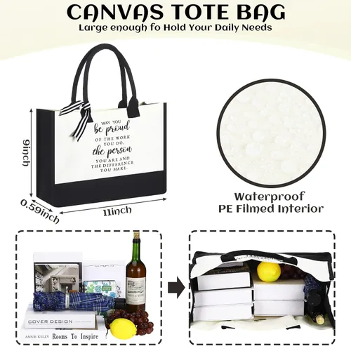 Vista 3 de Cunno Bolsa de lona de regalo para compañeras de trabajo para mujeres, regalo de agradecimiento a los empleados, regalo de agradecimiento