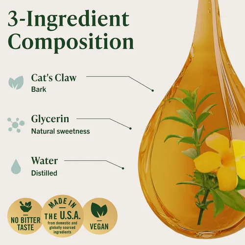 Vista 4 de HERBAMAMA Tintura de garra de gato – Suplemento vegano de extracto de uña de gato para apoyo inmunológico – Gotas Uncaria Tomentosa sin OMG, sin