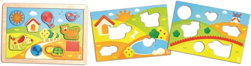 Vista 7 de Hape 3 – 1 Kids Pepe & Friends – Puzzle de madera Puzzle (3 piezas)