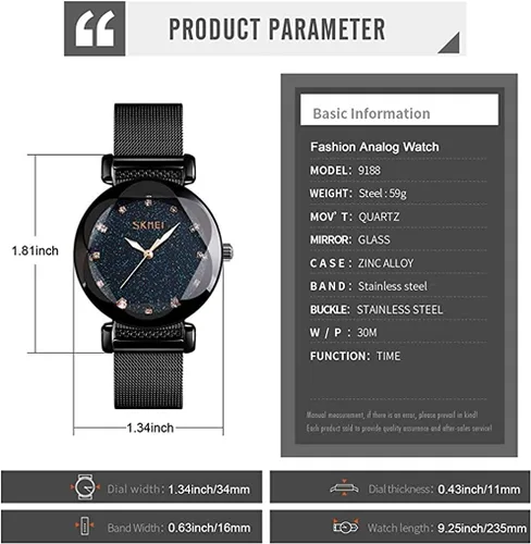 Vista 5 de GOSASA Reloj de pulsera de cuarzo para mujer, estilo simple, impermeable, correa de acero