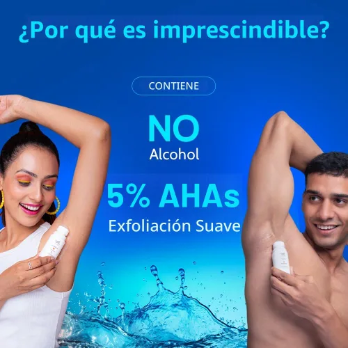 Vista 3 de Chemist at Play UnderArm Roll-On con 5% AHA Ácido láctico y mandélico Previene el olor, ilumina la piel y exfolia las axilas Para pieles