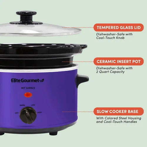Vista 3 de Elite Gourmet MST-275XS - Cocina eléctrica lenta, temperatura ajustable