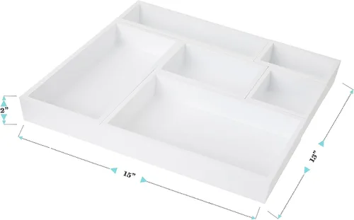 Vista 6 de Martha Stewart Enzo - Juego de organizadores de cajones de escritorio de madera, organizadores de madera de ingeniería en varios tamaños, 6 piezas