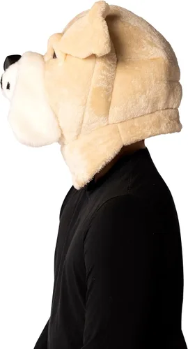 Vista 2 de Cabeza de mascota de bulldog disfraz de Halloween para perros, mascotas, fanáticos del deporte, fiesta novedosa, disfraces divertidos para hombres