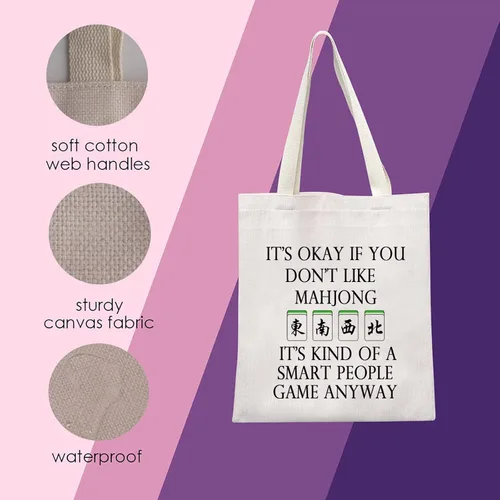 Vista 4 de MNIGIU Bolsa de lona Mahjong - Bolsa de regalo para amantes de Mahjong