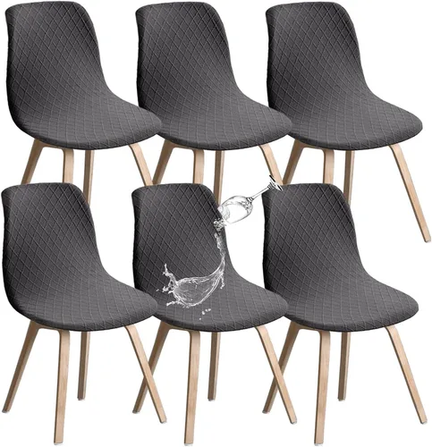 Vista 28 de Juego de 2 fundas de jacquard para silla, elásticas, impermeables, escandinavas, para sillas de comedor, lavables, modernas, fundas de asiento
