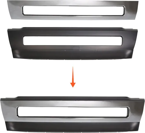 Vista 3 de ECOTRIC Cubierta central de parachoques negra+moldura cromada compatible con la serie de camiones Volvo VNL 300 430 630 670 730 780 2004-2017