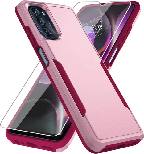 Vista 15 de Funda para Moto G 5G 2022, con protector de pantalla [prueba de caídas de grado militar], funda protectora resistente de servicio pesado robusto a