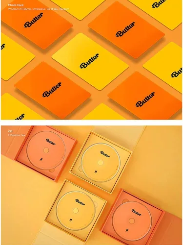 Vista 7 de Bangtan Boys BTS BUTTER Set (Cream ver +Peaches ver) Álbum individual [con tarjeta fotográfica extra lenticular y calcomanía]