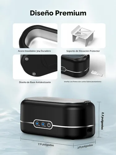 Vista 4 de Miorcols Limpiador ultrasónico de joyas, máquina de limpieza ultrasónica de joyería de 48 KHz para todas las joyas, gafas, anillos, retenedores