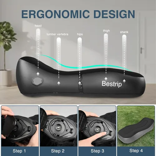 Vista 19 de Bestrip Sofá inflable con bomba incorporada – Sofá tumbona de aire de tamaño extra mejorado, cama portátil con bolsa de almacenamiento, cama