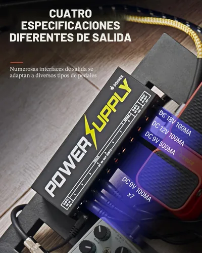 Vista 5 de Donner DP-1 Pedal de Guitarra Fuente De Alimentación 10 aislado DC salida 9 V/12 V/18 V para Pedal de efectos.