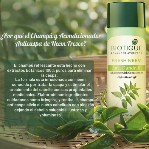 Vista 6 de Biotique Bio Neem Margosa Champú y Acondicionador Anticaspa, 6.1 fl oz