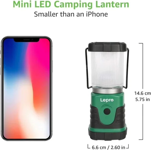 Vista 5 de Lepro Linterna LED para campamento, mini linterna de campamento, 350 lúmenes, 4 modos de luz, 3 pilas AA, linterna para el hogar, jardín