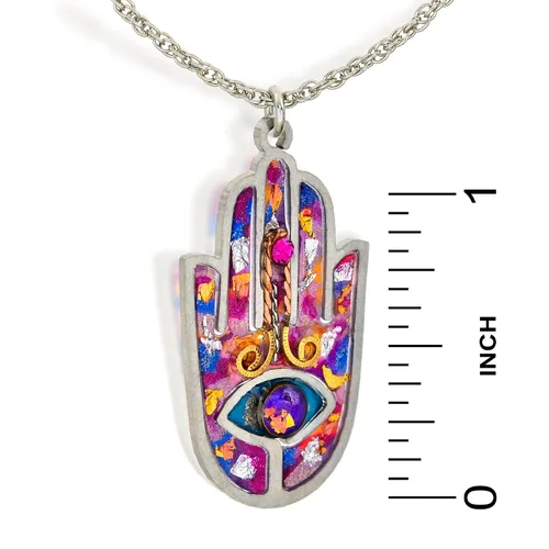 Vista 3 de seeka púrpura Hamsa Collar para proteger del mal de ojon2412p