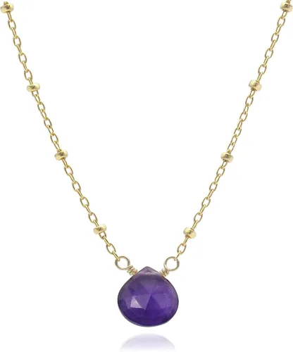 Vista 8 de Collar con colgante de piedra natal con piedra preciosa genuina, relleno de oro de 14 quilates, 18 pulgadas