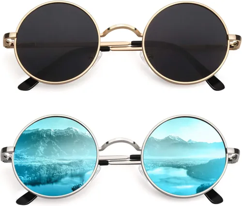 Vista 76 de CGID Gafas de sol unisex polarizadas redondas E01 Lennon